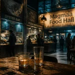 Restaurant insolite Nantes : intérieur food hall sur l’Île de Nantes, dîner