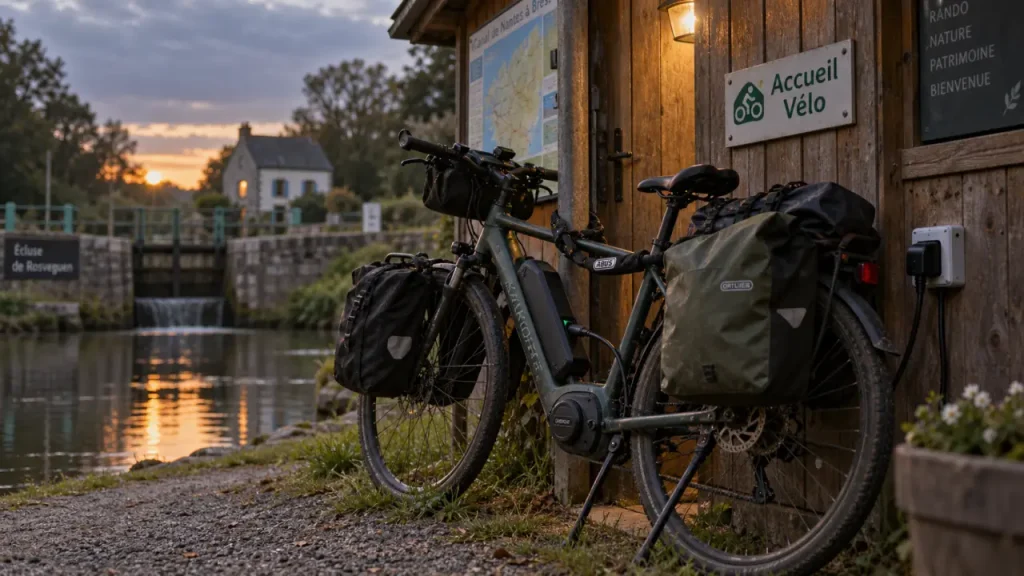 Canal de Nantes à Brest à vélo où dormir : vélo de randonnée sécurisé près de l’accueil vélo