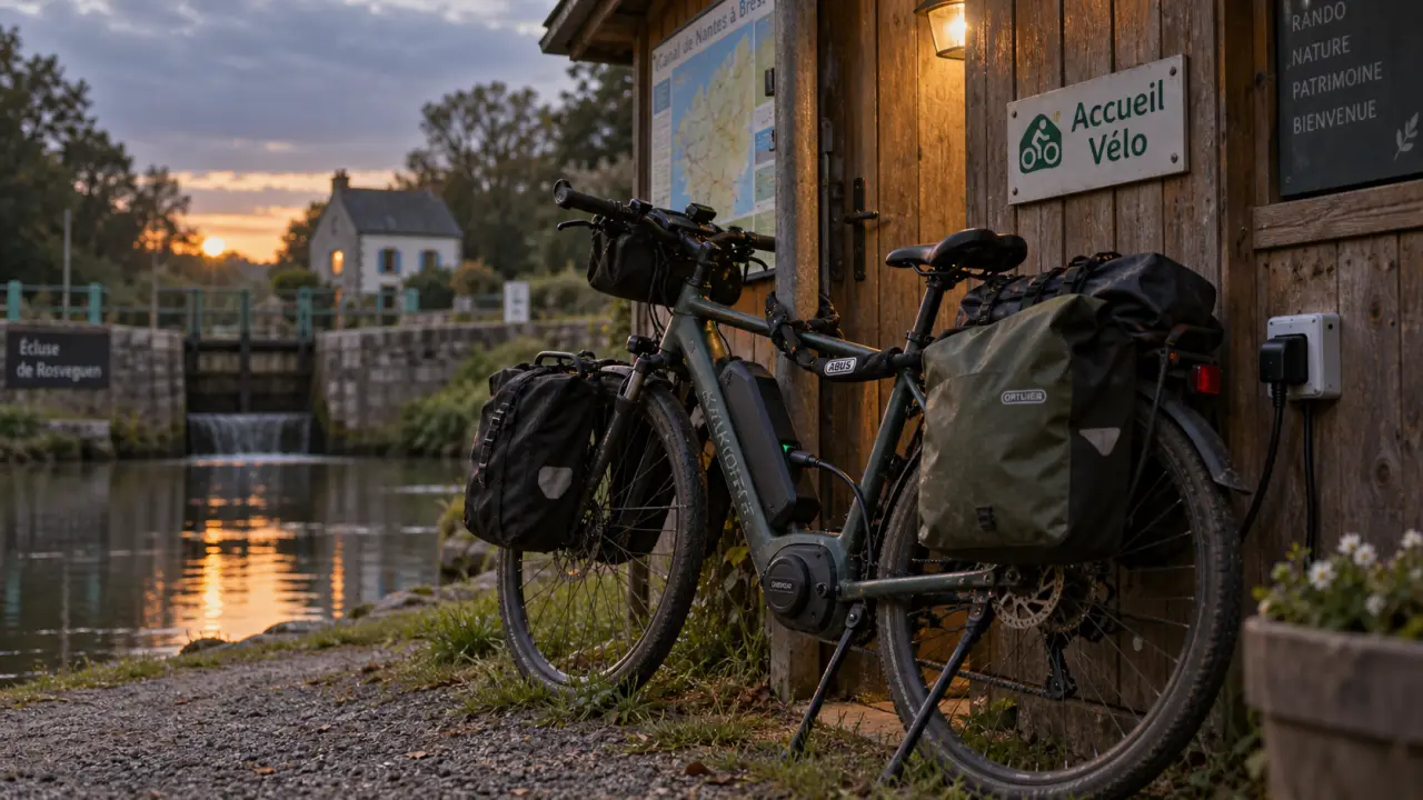 Canal de Nantes à Brest à vélo où dormir : vélo de randonnée sécurisé près de l’accueil vélo