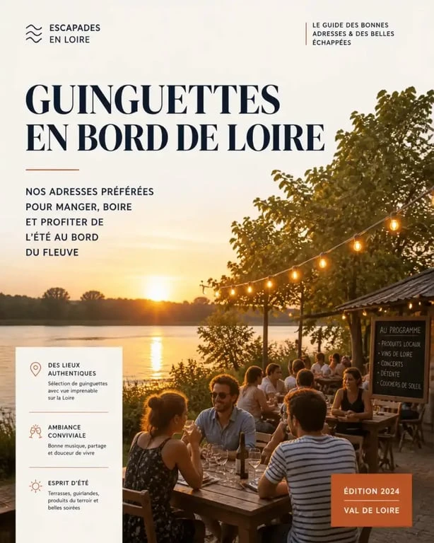 Ambiance conviviale d'une guinguette restaurant bord de Loire