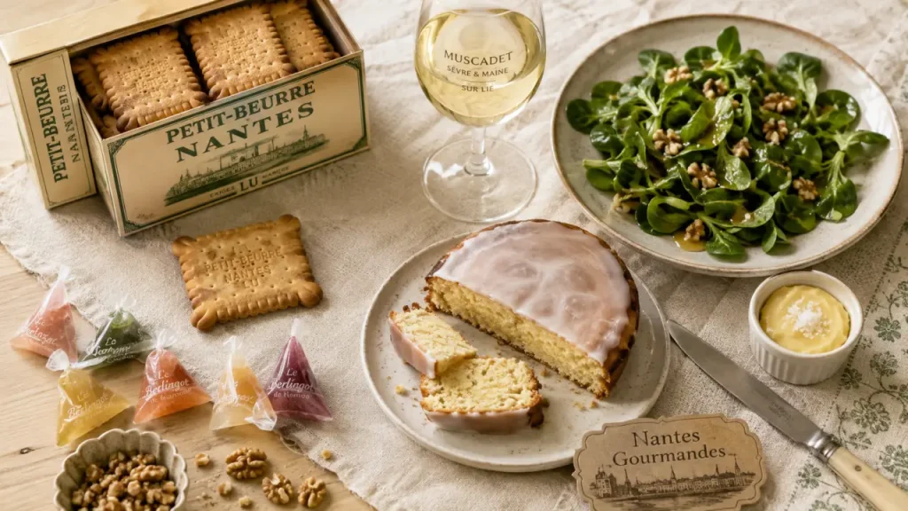 Nantes spécialités : petit beurre, muscadet et mâche nantaise