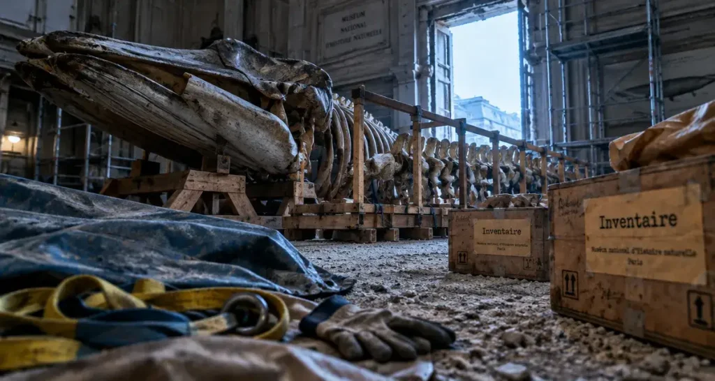 La baleine de 18,60 mètres quitte le Muséum de Nantes
