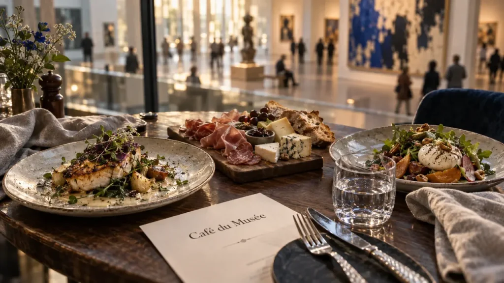 Café du musée Nantes : déjeuner devant le musée, planche et assiettes