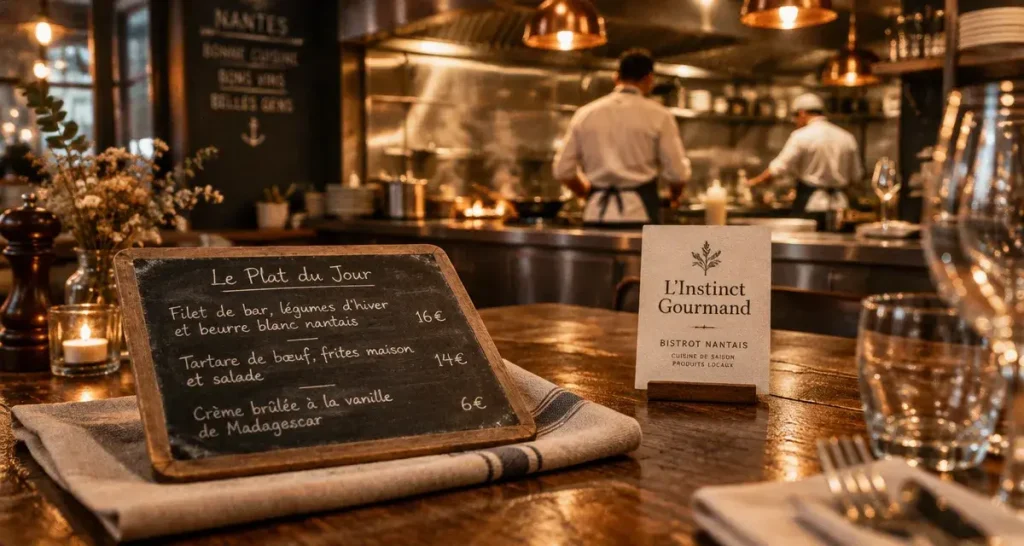 L’Instinct Gourmand à Nantes : bistrot moderne, cuisine ouverte et menu du marché